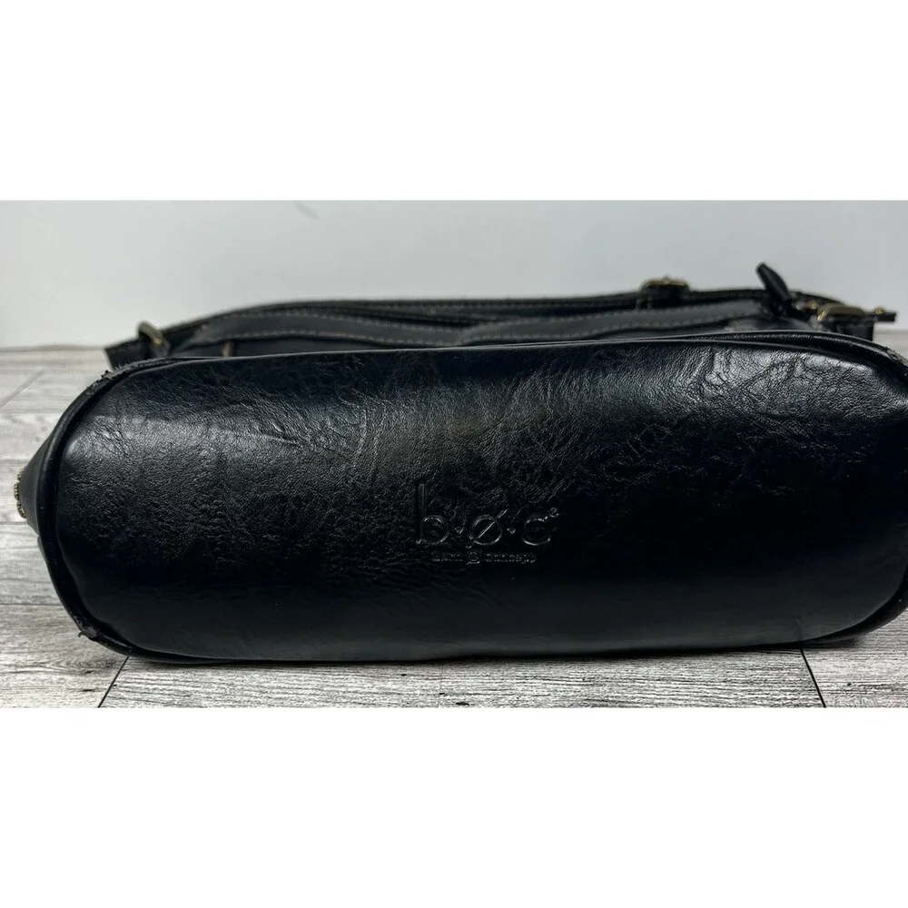 BOC Born Black Faux Leather Crossbody Bag Shoulder Purse Zipper Snap Pockets